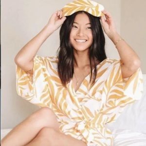 Maison Du Soir Magnolia Yellow Palm Robe & Eyemask